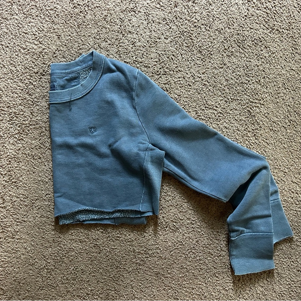 CONVERSE Blue Cropped Sweatshirt Top